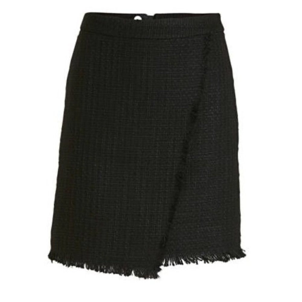Ann Taylor Tweed Boucle Fringe Wrap Skirt - Picture 4 of 9